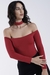 Body Ombro a Ombro com Gargantilha Vermelho Cherry