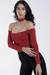 Body Ombro a Ombro com Gargantilha Vermelho Cherry
