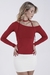 Top Assimétrico Manga Longa Vermelho Cherry