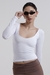 Top Decote em V Manga Longa Branco
