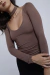 Top Decote em V Manga Longa Marrom - comprar online