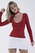 Top Decote em V Manga Longa Vermelho Cherry - comprar online