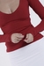 Top Decote em V Manga Longa Vermelho Cherry na internet