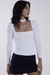 Top Decote Quadrado Manga Longa com Gargantilha Branco - comprar online