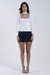 Top Decote Quadrado Manga Longa com Gargantilha Branco - comprar online