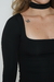 Top Decote Quadrado Manga Longa com Gargantilha Preto - comprar online