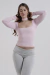 Top Decote Quadrado Manga Longa Rosa Bebê