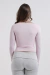 Top Decote Quadrado Manga Longa Rosa Bebê - Zaleski