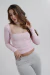 Top Decote Quadrado Manga Longa Rosa Bebê - loja online