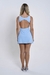 Vestido Curto Decote V e Costas Abertas com Short Azul Bebê - Zaleski