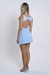 Vestido Curto Decote V e Costas Abertas com Short Azul Bebê na internet