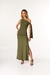 Vestido Longo Assimétrico com Amarração no Braço