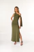 Vestido Longo Assimétrico com Amarração no Braço