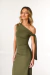 Vestido Longo Assimétrico com Amarração no Braço