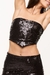 Tube Top de Paetê com Trançado nas Costas