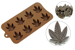 MOLDE SILICONA 8 BOMBONES HOJAS CANNABIS