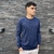 SWEATER POLO JASPEADO AZUL MARINO en internet