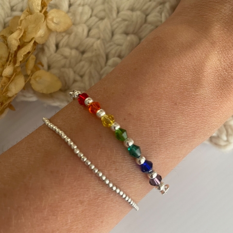 Pulsera 7 chakras cadenita (acero blanco)
