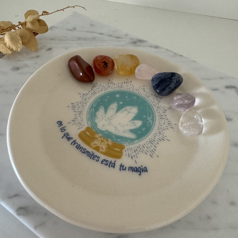 Platito ceramica Tu Magia piedras 7 chakras