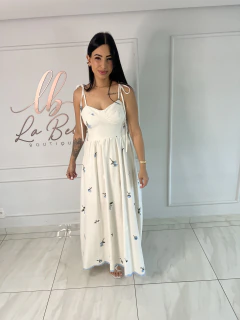 Vestido Linho Bordado
