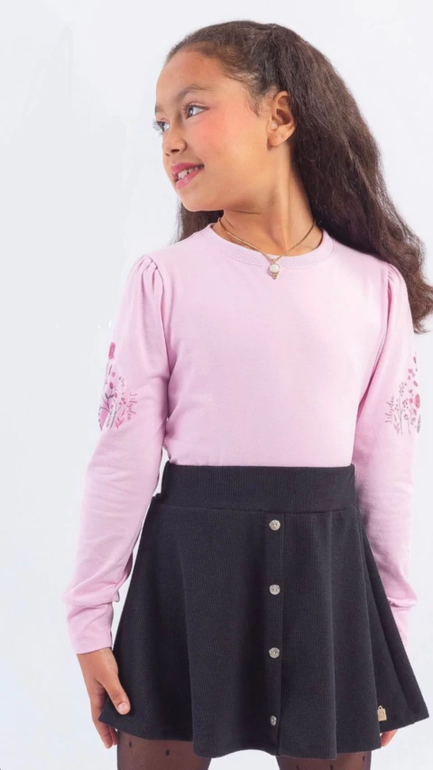 Conjunto detalhe floral - Rosa e Preto - comprar online