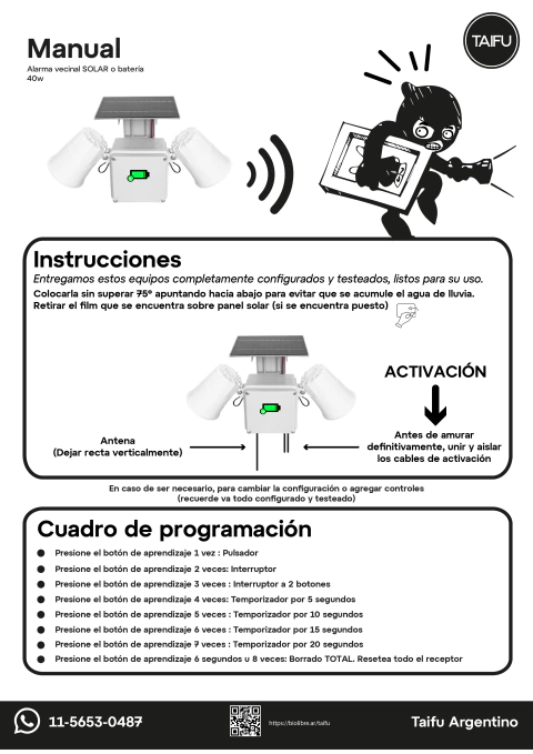 Manual de instrucciones Sirena Solar Doble 40W - comprar online