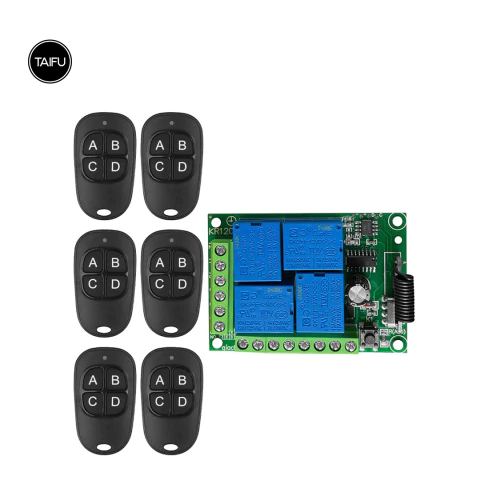 Receptor Inalámbrico 12v 4 canales con 6 controles Remotos Rf 433mhz - comprar online