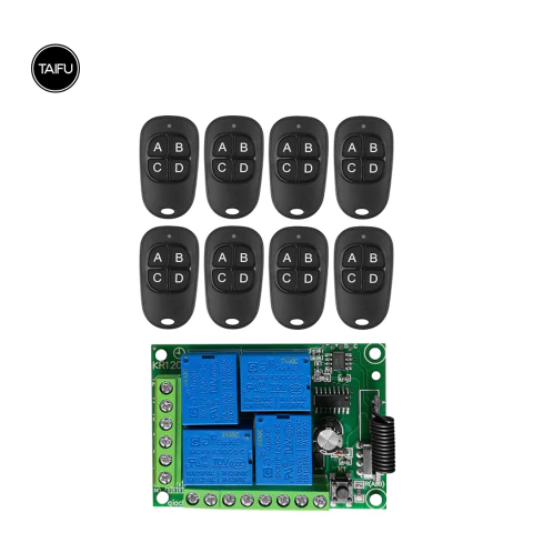 Receptor Inalámbrico 12v 4 canales con 8 controles Remotos Rf 433mhz - comprar online
