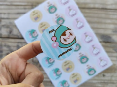 A012B - 24 Adesivos dia aniversário 4CM - Pronta Entrega