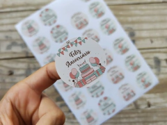 A003B - 24 Adesivos dia aniversário 4CM - Pronta Entrega en internet