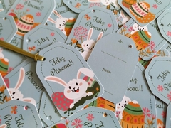 001 - 15 Tags Páscoa com Fita de Cetim - Pronta Entrega