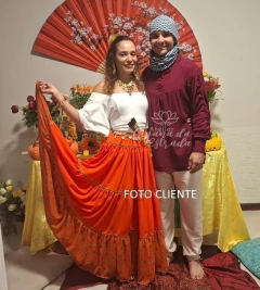 Conjunto Cigano Camisa - Vinho Calça bege - Atelier Cigana da Estrada