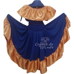 Conjunto Cigano Azul Saia e Blusa - comprar online