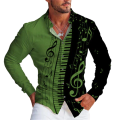 camisa nota musical verde escuro