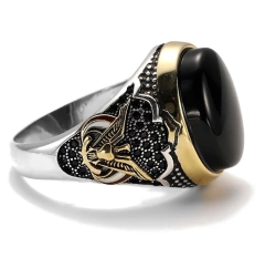 Anel Onix Exu PRATA ESTERLINA na internet