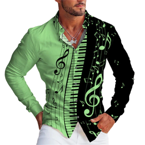CAMISA NOTA MUSICAL VERDE CLARO