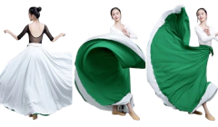 saia dança dupla face Branca e verde - comprar online