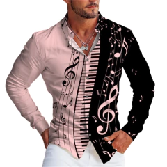 CAMISA NOTA MUSICAL ROSA