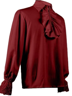 Camisa Cigana Masculina Vitoriana Vermelho Bordô - comprar online