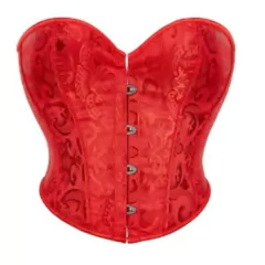 CORSET CURTO OVERBUST VERMELHO FLORAL