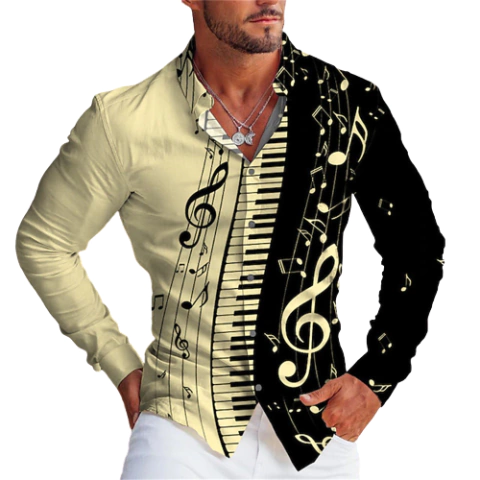 CAMISA NOTA MUSICAL AMARELA