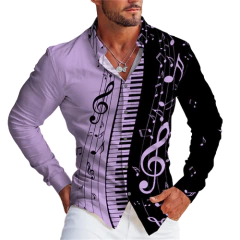 camisa cigana nota musical lilás