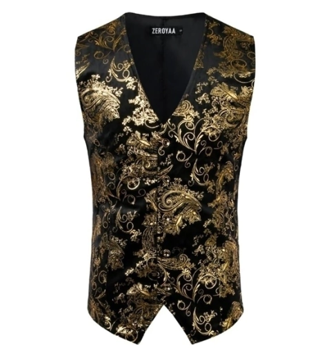 Colete Cigano Preto e Dourado