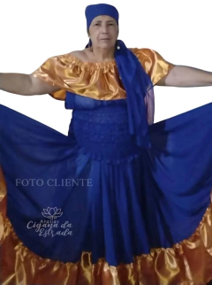 Imagem do Conjunto Cigano Azul Saia e Blusa
