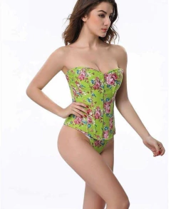 Corset Verde Limão Floral - Atelier Cigana da Estrada