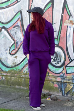 Pantalón Wide Leg violeta con Tira Glitter teens - comprar online