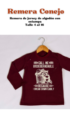 Remera Mapache Bordo - comprar online