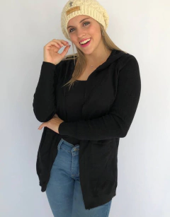 Saco con capucha Negro alas Plateadas chicas abiertas - comprar online