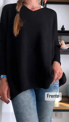 Maxi Sueter Alas Hilo Serido Negro - comprar online