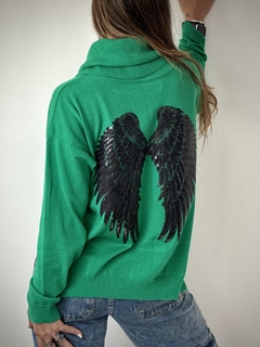 Poleron Belen Verde Benetton Alas Negras - comprar online